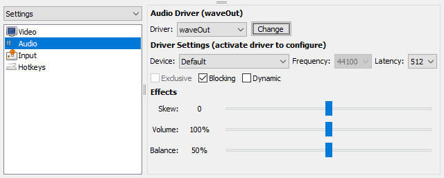 higan audio settings