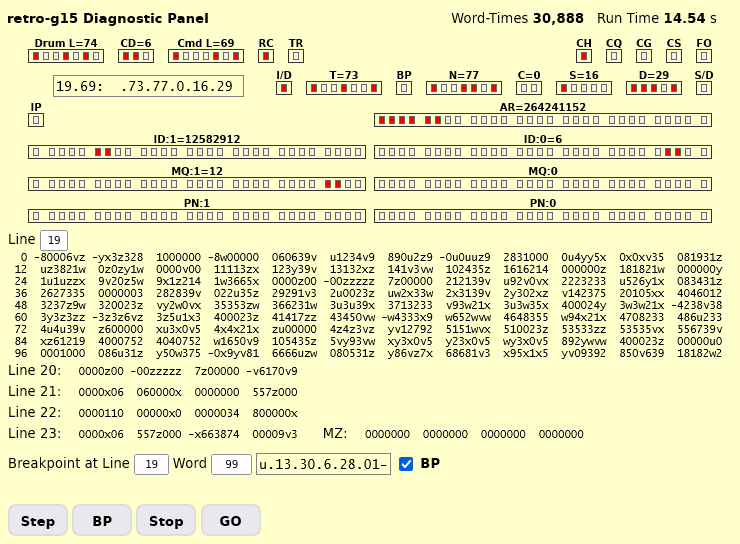 retro-g15 Diagnostic Panel