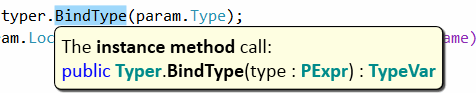 Figure 8. A tool tip with a type description